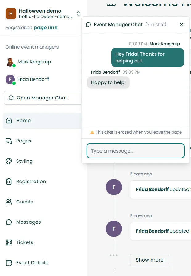 Treffio's get started page